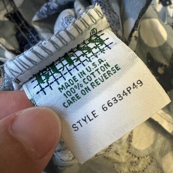 Vintage GUESS Shirt Blue Fish Floral All Over Print Button Up Cotton USA - Picture 9 of 11